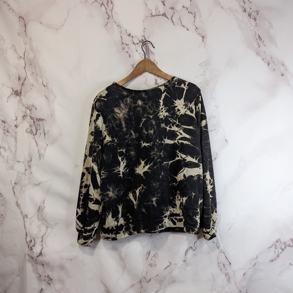 POL Sweatshirt Size Small Beach Bum Tye Dye Bleach Marble Graphic Black Women - Picture 6 of 13